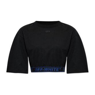 Off-white Korte top met logo - Dames - T-shirts - Zwart - M - Katoen - Tops