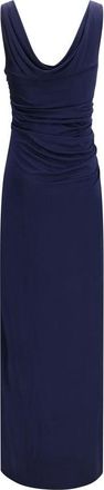 Versace Draped Viscose Column Dress - Navy
