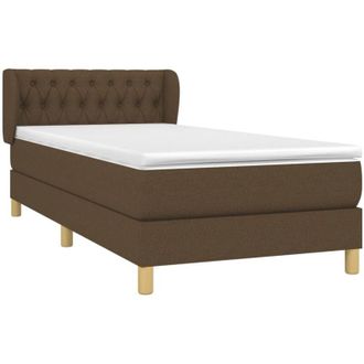 vidaXL Cama Box Spring Con Colch&oacute;n Tela Marr&oacute;n Oscuro 90x190 Cm Vidaxl