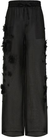 Dolce & Gabbana floral-appliqu&eacute; silk trousers - men - Silk - 50 - Black
