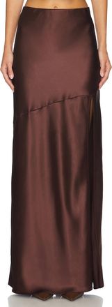 Line & Dot Dalton Satin Skirt In Chocolate