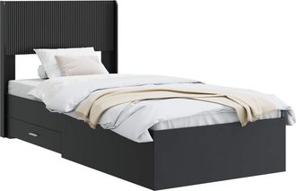 vidaXL Estructura De Cama Con Almacenamiento Y Cabecero Negro Vidaxl