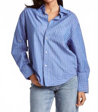 Dear John Denim Lola Oversized Button-Down Boyfriend Shirt In French Bleu Stripe