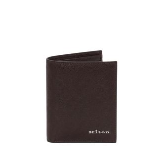 Kiton Kalfsleren portemonnee - Heren - Accessoires - Bruin - Maat: ONE Size Leer