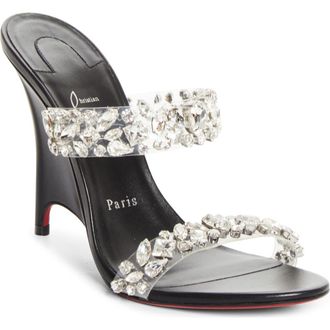 Christian Louboutin Solo Zee Jewel Sandal in 5246 Crystal/Black/Lin Bk at Nordstrom, Size 10.5Us