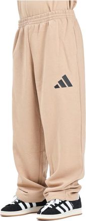 adidas Broeken, Heren, Bruin, XL, Essentials Wide Leg 3 Bar Logo Broek