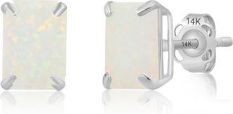 MAX + STONE 14k Yellow or White Gold Solitaire 7x5mm Gemstone Stud Earrings