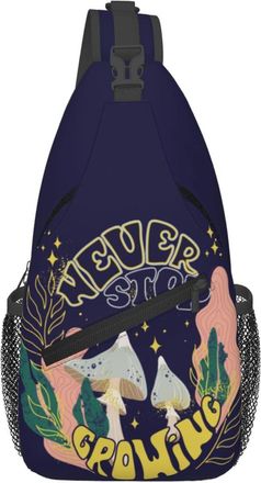 Generic Never Stop Growing Mushroom Crossbody Bag Trendy Cross Body Bag Anti Theft Daypack For Men Outdoors Shopping