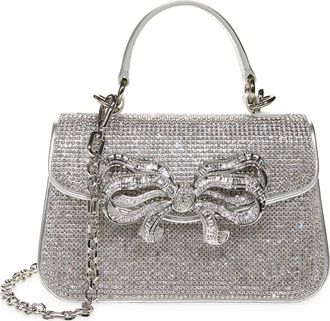 Judith Leiber Crystal Bow Top Handle Bag in Silver Rhine at Nordstrom