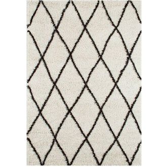 Sweeek Shaggy indoor rug, Berber style, black and white, Robby, 160x120 cm