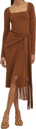 Cult Gaia Fringe Wrap Dress In Brown