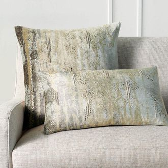 Frontgate Evie Velvet Decorative Pillow Cover - Sand, Sand Lumbar (14 x 24) - Frontgate