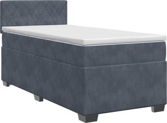 vidaXL Cama Box Spring Con Colch&oacute;n Gris Oscuro 90 X 190 Cm Terciopelo Vidaxl