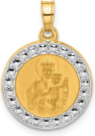 Diamond2Deal 14k Yellow Gold and White Rhodium Hollow Our Lady of Mt Carmel Medal