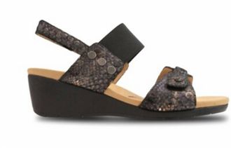 Revere Comfort Shoes Womens Tahiti Sandal In Black Metallic Python