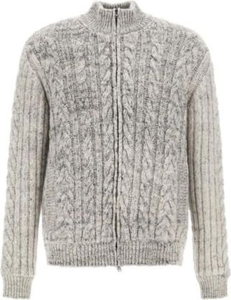 Herno Kabelgebreid en Geribbeld Vest met Rits - Heren - Vesten - Grijs - XL - Truien & Vesten