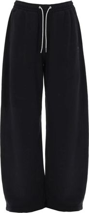 Alexander Wang Mid Rise Sweat Pant w/ Rhinestone Drawcord - Dames - Wijde Broeken - Zwart - M - Broeken