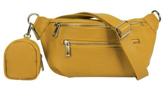 Samantha Look G&uuml;rteltasche SAMANTHA LOOK, Damen, Gr. B/H/T: 27cm x 16cm x 5cm onesize, gelb, Leder, leicht gl&auml;nzend, unifarben, Taschen G&uuml;rteltasche, echt Leder, Ma