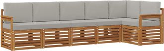 vidaXL Conjunto De Sof&aacute;s De Exterior 6 Uds. Gris Natural Y Claro Vidaxl
