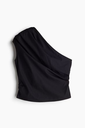 H&M Drapiertes One-Shoulder-Top - Schwarz