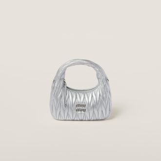 Miu Miu Wander Matelass&eacute; Nappa Leather Hobo Bag, Woman, Silver
