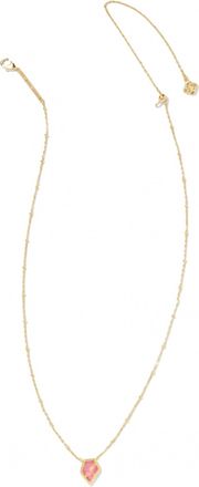 Kendra Scott Womens Framed Tess Satellite Short Pendant Necklace In Gold Luster Rose Pink Kyocera Opal