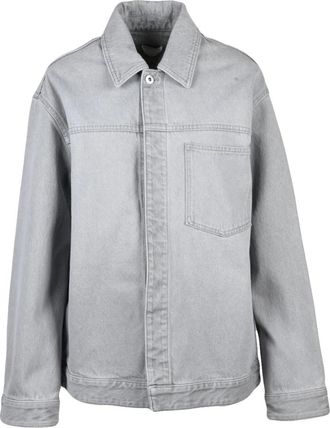 Bottega Veneta Giubbotto in Denim Delav&egrave; - Dames - Spijkerjassen - Grijs - XS - Denim - Jassen
