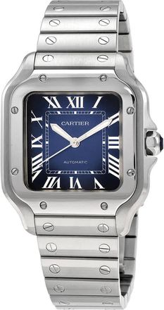 Cartier Santos De Cartier Medium Model Automatic Blue Dial Mens Watch WSSA0063