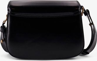 Ami Womens Leather Shoulder Bag With Metal Logo Black Handbags Hand