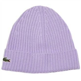 Lacoste Unisex - Ribbed Wool Beanie In Purple
