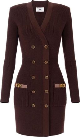 Elisabetta Franchi Mini Dress In Knit Fabric With Jewel Decorations Clothing
