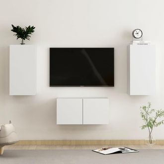 vidaXL Set De Muebles De Sal&oacute;n Tv 3 Piezas Madera De Ingenier&iacute;a Blanco Vidaxl