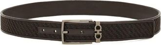 Ferragamo Basketweave Effect Leather Belt With Square Buckle Accessories