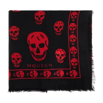 Alexander McQueen Accessoires, Dames, Zwart, ONE Size, Wol, Skull Scarf