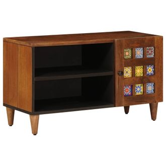 vidaXL Mueble De Tv Nogal 80 X 33 X 46 Cm Madera De Mango Maciza Vidaxl