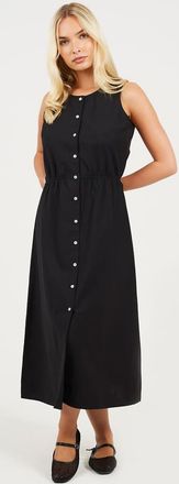 Brave Soul Vestito midi nero senza maniche con bottoni