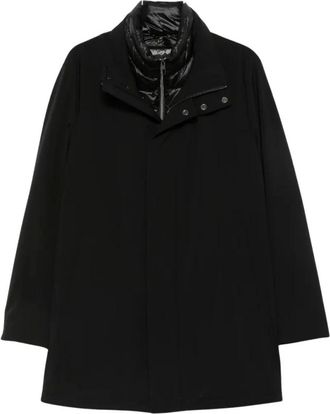 Montecore Jassen, Heren, Zwart, L, Polyester, Rechthoekige Jas met Hoge Kraag