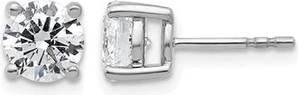 Diamond2Deal 14k White Gold Round Lab Grown Diamond Stud Earrings 1ct, D-E Color, VS Clarity