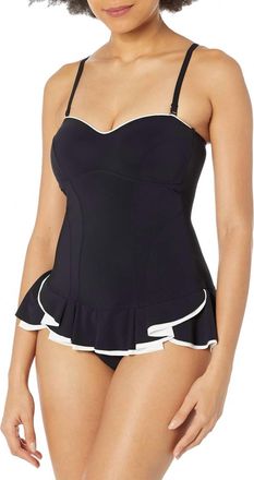 Gottex Belle Curve Bandeau Swimdress In Black And White