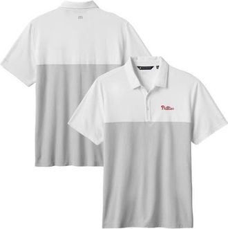 Travis Mathew Mens TravisMathew White/Gray Philadelphia Phillies Home Run Leader Tri-Blend Polo at Nordstrom, Size Xxx-Large