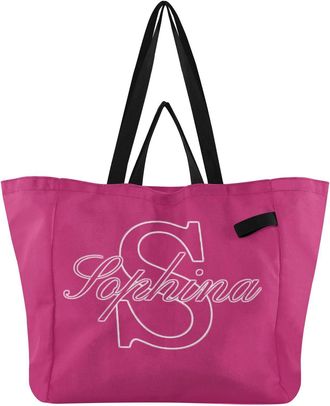 Generic Custom Hot Pink print Reusable Canvas Tote Bag, Heavy Duty Grocery Shopping Bag with Large Capacity Double Handles Hard Bottom Work Groceries Travel