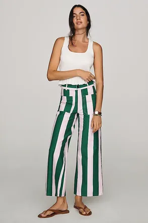 ASKK NY Patch Pocket Striped Wide-Leg Pants