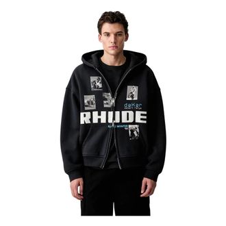 Rhude Hoodies & sweatvesten, Heren, Zwart, L, Zip-throughs