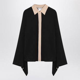 Max Mara Black Silk Colour Block Shirt