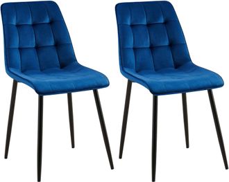 Clp Clp - Lote De 2 Sillas De Comedor Funda De Terciopelo Gifford Azul Oscuro Terciopelo