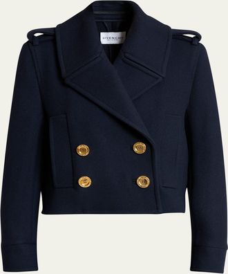Givenchy Exaggerated Lapel Wool Double-Breasted Peacoat