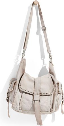 Free People We The Free Leigh Distressed Leather Hobo Bag in Pearl at Nordstrom