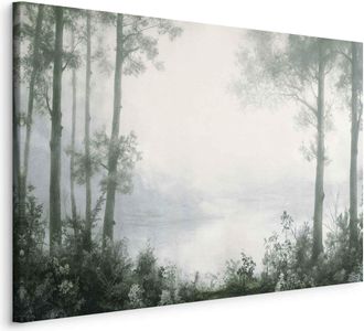 OEM Imagen - Paisaje Retro De Un Bosque De &Aacute;rboles Y Un Estanque En Tonos Verdes Patinados / Un Bosque Y Un Estanque En Verde Patinado
