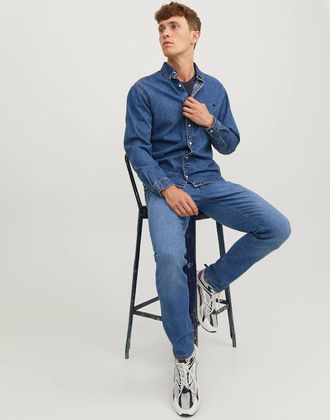 Jack & Jones Mens Jack & Jones Glenn Original 223 Slim Fit Jeans - Mid Blue - Size: 31/32