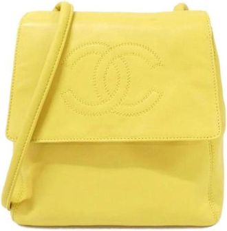 Chanel Pre-owned Lambskin Schoudertas - Dames - Vintage Schoudertas - Geel - ONE Size - Leer - Vintage
